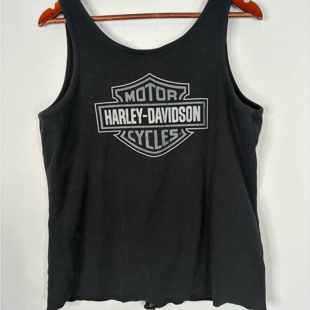 black Harley-Davidson women's ribbed, snap-front tank top Size 2XL